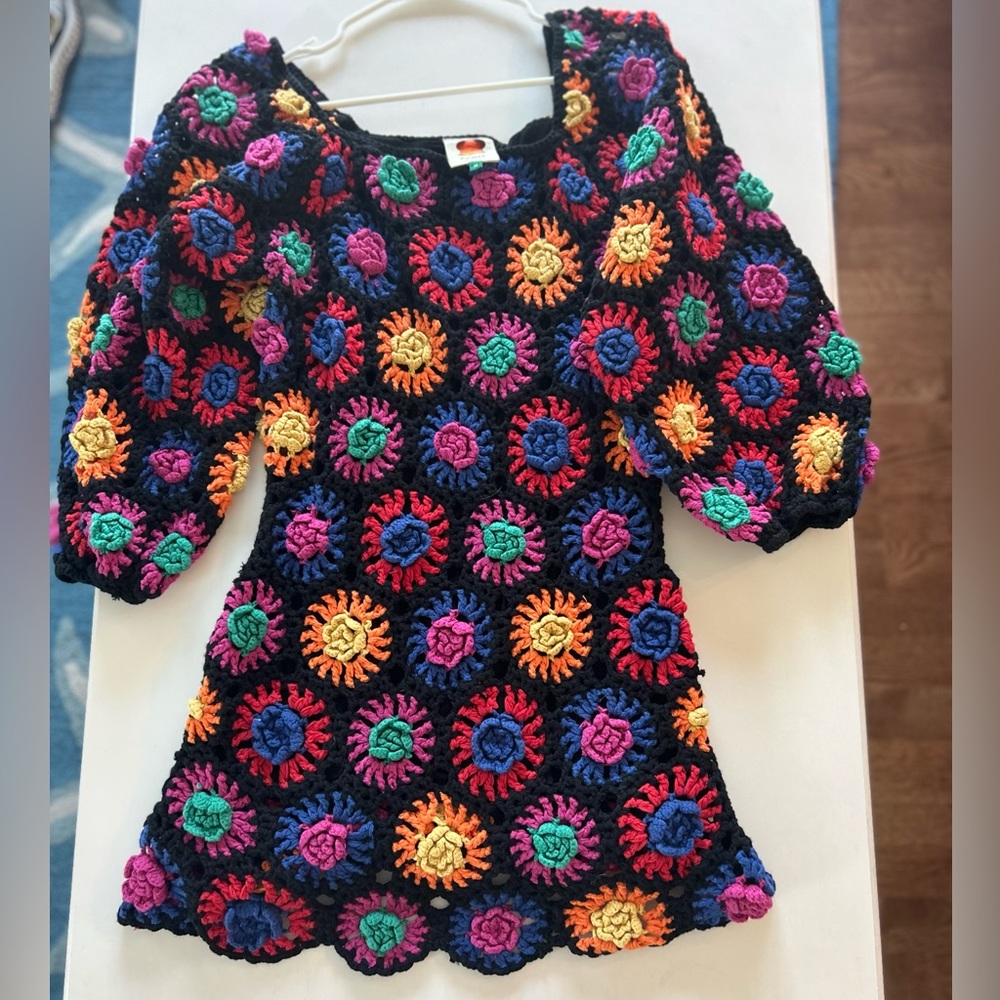 Farm Rio Crochet mini flower dress